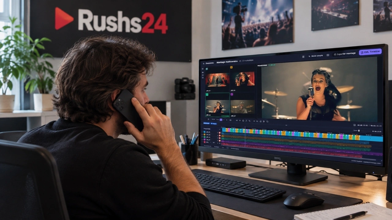 Un membre de l'équipe Rushs24 au téléphone